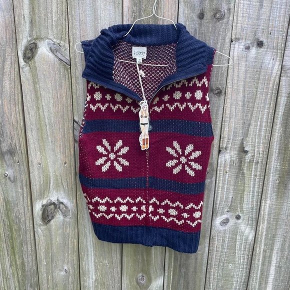 Deadstock Vintage Y2K Snowflake Zip Up Sweater Vest - Picture 3 of 5